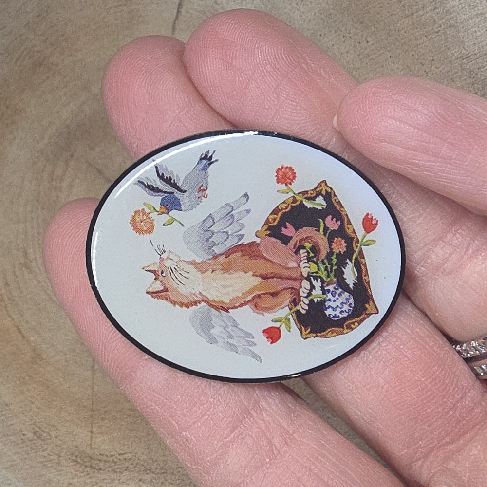 Valerie Hegarty Cat with Wings enamel pin